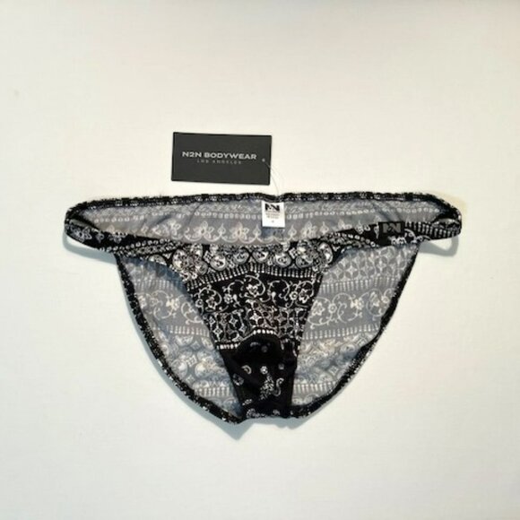 N2N Bodywear Size M Provence Micro Bikini - Black/White - Batik Design - Picture 2 of 12